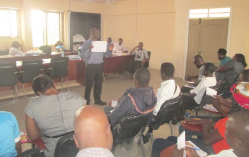  Mr Andrews O. Larbi, the Awutu Senya NCCE Director, addressing the participants during the workshop