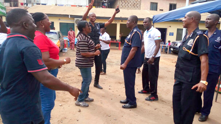 Some personnel of the Accra central MTTD dancing during the WASSA 