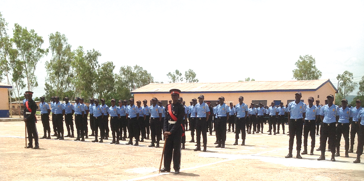 The 367 CPAs on parade at the passing-out ceremony at the Pwalugu Police Public Safety Training School in the Talensi District of the Upper East Region 367 Community Police Assistants complete training