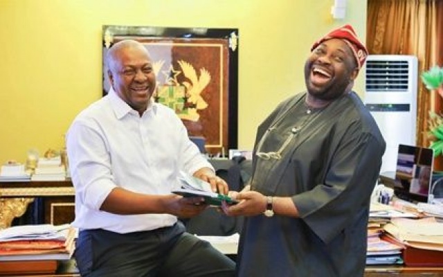 President John Dramani Mahama (L) and Chief Dele Momodu President John Dramani Mahama (L) and Chief Dele Momodu