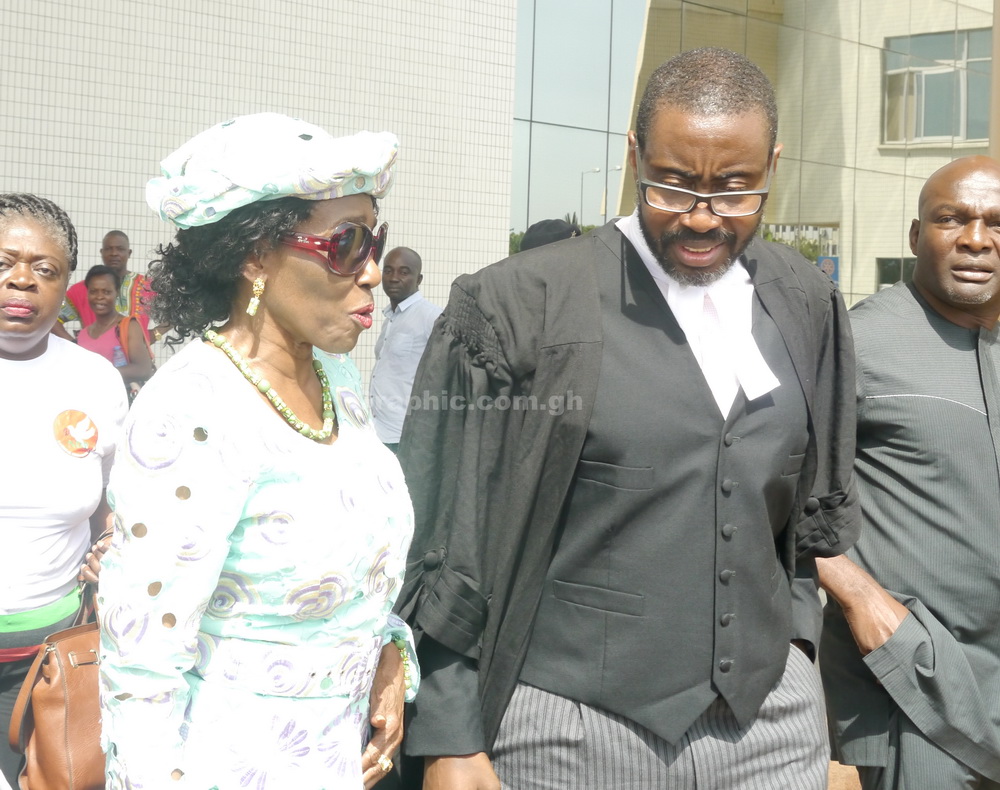 Nana Konadu Agyeman Rawlings leaving the court with his lawyer Ace Ankomah Nana Konadu Agyeman Rawlings leaving the court with his lawyer Ace Ankomah
