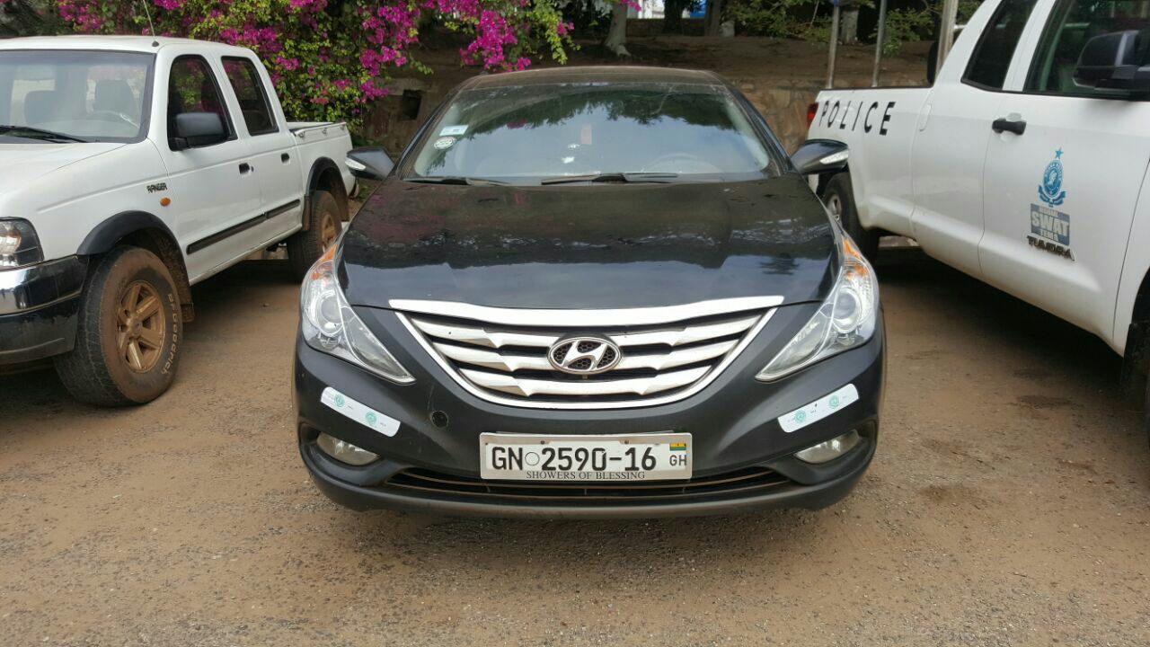 The Hyundai Sonata saloon car which was retrieved by the police Alleged car jacker gunned down by police in shootout