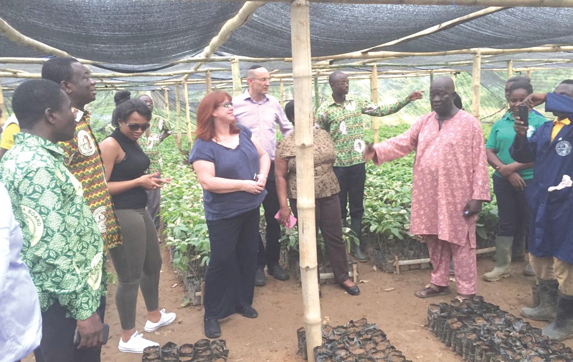 Some representatives of the partner banks inspecting cocoa nurseries in Ghana prior to the disbursement of the second tranche of the US$2 billion loan Some representatives of the partner banks inspecting cocoa nurseries in Ghana prior to the disbursement of the second tranche of the US$2 billion loan