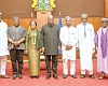 President John Dramani Mahama (middle) with some members of the Hajj Board
