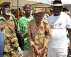  Emmanuel Darkey (2nd from right), 103-year-old World War II veteran, arriving at the parade ground
