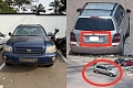 (Left) the Highlander vehicle when police impounded it on Jan 15, 2026 (right) the vehicle as captured by CCTV on the day of robber in Nov 2024