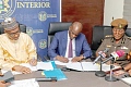 Muntaka Mohammed-Mubarak (left), Minister for the Interior, alongside Haruna Iddrisu, Minister for Education, and Patience Baffoe-Bonnie (right), Director-General of Prisons, signing the memorandum of understanding. Picture: ELVIS NII NOI DOWUONA 