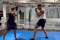 Anthony Joshua returns to the gym after accident