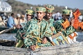 High priests riding in a boat as faithful celebrate Timket, the Ethiopian Epiphany, on lake Dembel, in Batu, Ethiopia