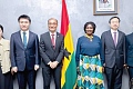 Professor Naana Jane Opoku-Agyemang (3rd from right), Vice-President, with Tong Defa (3rd from left),outgoing Chinese Ambassador to Ghana, and other delegation from the Chinese Embassy