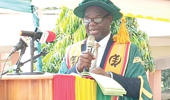 Prof. Matthew Glover Addo (right), Vice-Chancellor of the Catholic University of Ghana, addressing the event