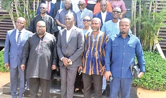 Dr Amo Tobbin (middle), Executive Chairman, Tobinco Group of Companies, with Dr Mark Kurt Nawaane (2nd from left), the Chairman of the Health Committee, and other committee members during the working visit