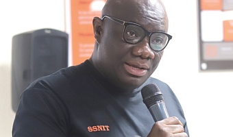 Frank Molbila — General Manager, Benefits, SSNIT, speaking at the media briefing. Picture: EDNA SALVO KOTEY