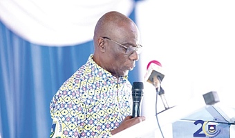 Peter Nortsu Kotoe, Chairman of the Parliamentary Select Committee on Education, speaking at the event