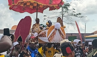 Okatakyi Amanfi arriving at the durbar grounds  