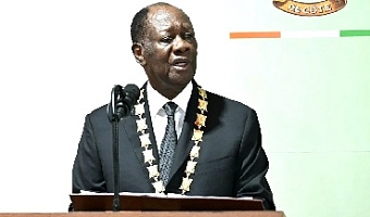 President Alassane Ouattara during his inauguration for a 4th term at the Presidential Palace in Abidjan