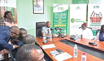 Dr Hugh Brown, the Chief Executive of the Forestry Commission, addressing the media