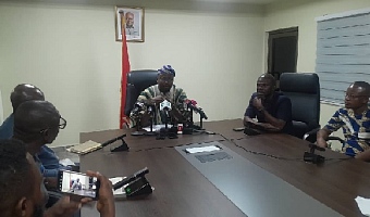 Mr Osmend Amuah, Deputy CEO of the National Food Buffer Stock Company speaking at the press briefing