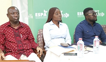 Seated on the high table are some national executive of Environmental Services Providers Association at the press conference. Picture: BENEDICT OBUOBI