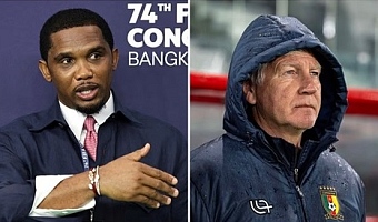 Samuel Eto'o is locked in a bitter feud with Cameroon manager Marc Brys, who is refusing the sack