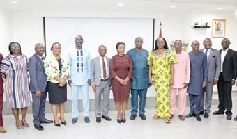 Dr Grace Ayensu-Danquah (6th from left), Deputy Minister of Health, with Desmond Boateng (5th from  left), Chief Director, Ministry of Health; Prof. Philip Adongo (6th from right), Professor of Health Behaviour, University of Ghana; Dr Kwame Amponsa-Achiano (4th from left), Head of Disease Prevention and Control Department, Ghana Health Service, and the new NITAG members. Picture: ELVIS NII NOI DOWUONA 