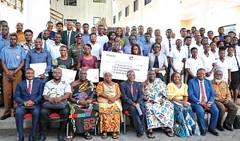 Prof. Samuel Debrah (seated middle), President, Ghana College of Physicians and Surgeons; Prof. Pius Agbenorku (seated 2nd from right), Vice-President, Ghana College of Physicians and Surgeons; Dr George Henry Acquah (seated 2nd from left), Computer Scientist and Public Health Physician, and some other dignitaries and participants. Picture: ELVIS NII NOI DOWUONA 