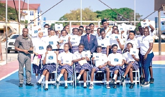 • School Children displaying some of Ghandour Cosmetics products