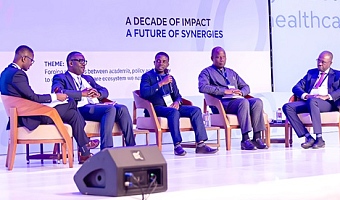 Dr George Boadu (middle), President of the Ghana Society of Biomedical Engineers, speaking during the panel discussion