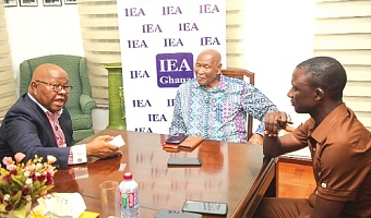 Prof. Aaron Mike Oquaye (left), former Speaker of Parliament, with Samuel Awuku Okudzeto (middle), former member of the Council of State, speaking to our reporter. Picture: CALEB VANDERPUYE