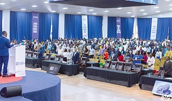 Dr Joseph Siaw Agyepong (left), Executive Chairman of the Jospong Group, speaking at the ceremony
