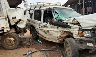 The mangled state of the two vehicles involved in the accident