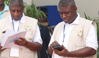 Samuel Tettey (left), Deputy EC Chairman, Operations, and Dr Bossman Eric Asare, Deputy EC Chairman, Corporate Services