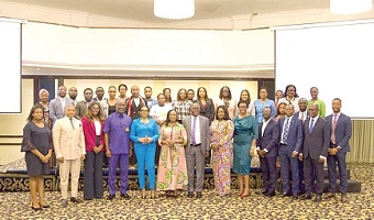Matilda Asante-Asiedu (5th from left), 2nd Deputy Governor, with Stephane Miezan (4th from left), President, GNCCI, participants from the chamber and other officials from the Bank of Ghana