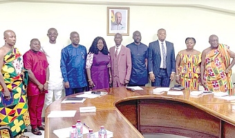 Elizabeth Ofosu-Adjare (5th from left), Minister of Trade, Agribusiness and Industry, and Rev.  Ernest Kwadwo Agyei (4th from left), Board Chairman of Ghana National Procurement Agency, and other members of the two boards