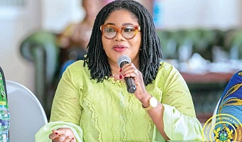 Dr Agnes Naa Momo Lartey, Minister of Gender, Children and Social Protection, speaking at the press briefing