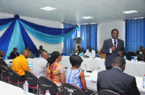 Mr John Wilson, the President of IHRMP making his presentation at the workshop Mr John Wilson, the President of IHRMP making his presentation at the workshop