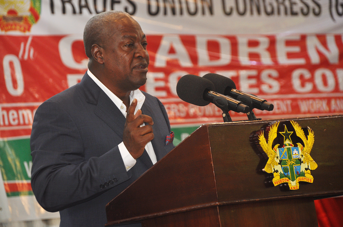 President John Dramani Mahama addressing members of the Civil and Local Government Staff Association of Ghana (CLOGSAG) for the payment of their interim market premium. President John Dramani Mahama addressing members of the Civil and Local Government Staff Association of Ghana (CLOGSAG) for the payment of their interim market premium.