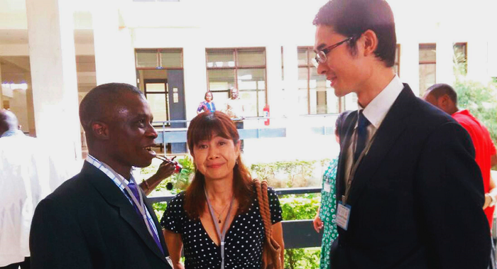 Dr Ofosu (left) interacting with two officials of JICA during the dissemination forum in Wa Dr Ofosu (left) interacting with two officials of JICA during the dissemination forum in Wa