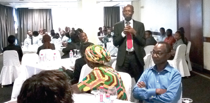 Dr Daniel Amooh, CEO of Acacia, answering nagging questions from clients. Picture: EDMUND SMITH-ASANTE Dr Daniel Amooh, CEO of Acacia, answering nagging questions from clients. Picture: EDMUND SMITH-ASANTE