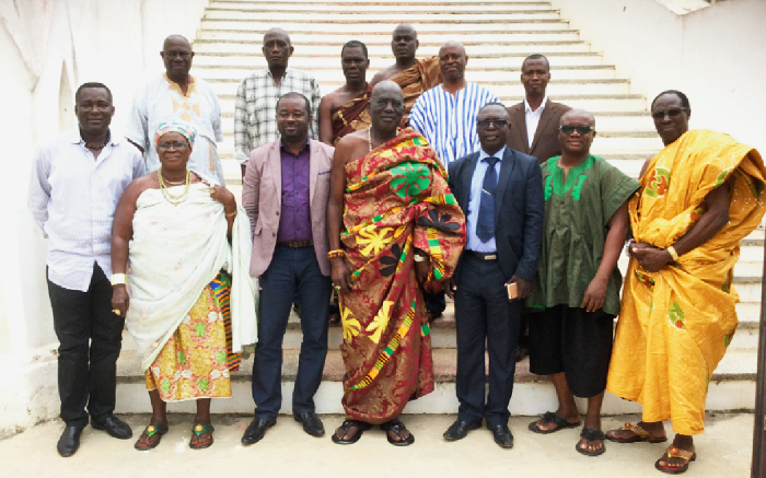 Osabarima Kwesi Arthur II, Omanhene of the Oguaa Traditional Area in a pose with his elders and some FACC members after the meeting Osabarima Kwesi Arthur II, Omanhene of the Oguaa Traditional Area in a pose with his elders and some FACC members after the meeting