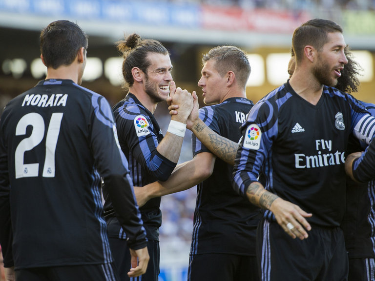 Gareth Bale and co celebrate going in front early on Gareth Bale and co celebrate going in front early on