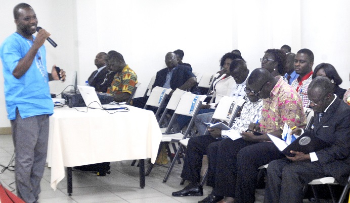 Mr Bernard Anaba addressing participants in the conference on tax justice in Accra yesterday. Picture: Emmanuel Quaye 