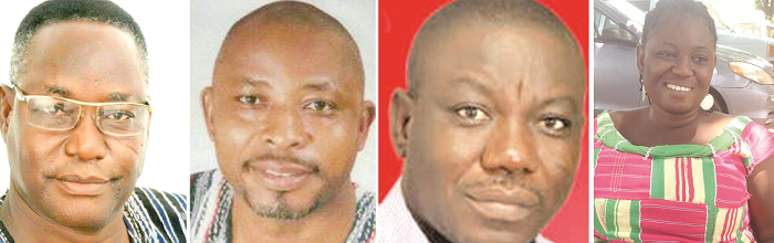  Rex S.A. Asanga — NPP, Thomas Akurugu — PNC, Isaac Adongo — NDC and Mad Latifa Abdul-Rahman — CPP