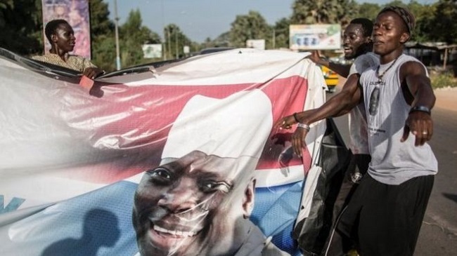 Adama Barrow's supporters took to the streets in celebration after the results were announced Adama Barrow's supporters took to the streets in celebration after the results were announced