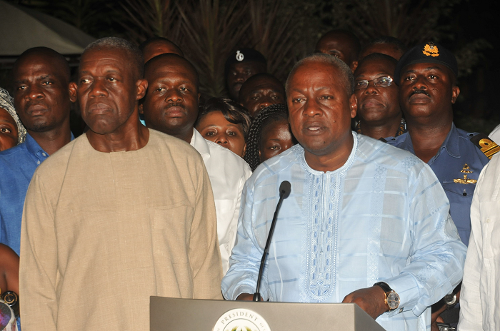 President John Mahama speaking to some members of his government, party supporters and the media. Picture: EBOW HANSON President John Mahama speaking to some members of his government, party supporters and the media. Picture: EBOW HANSON