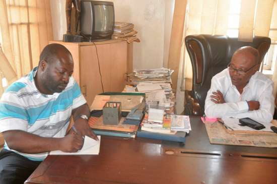 Mr Ayisi-Boateng being interviewed by Donald Ato Dapatem, Graphic senior reporter Mr Ayisi-Boateng being interviewed by Donald Ato Dapatem, Graphic senior reporter