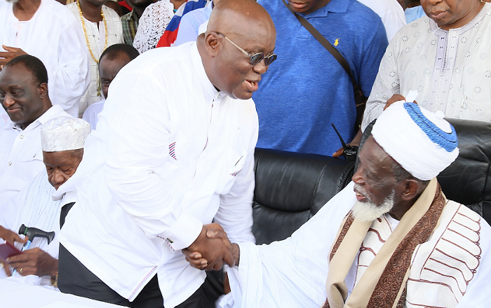  Nana Akufo-Addo (left), the President-elect, shaking hands with Sheikh Osmanu Nuhu Sharubutu (right), the Chief Imam