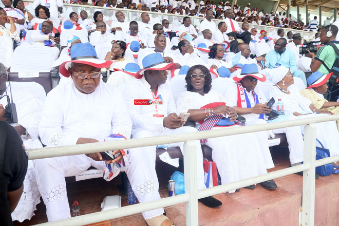 Prof Mike Ocquaye (L) and other leading members of the NPP at Sunday's Thanksgiving service at the Accra Sports Stadium 