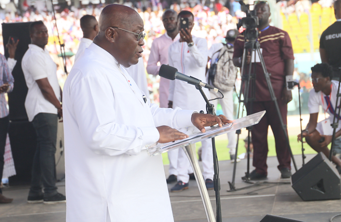 Nana Akufo-Addo , President-Elect delivering a speech at the ceremony in Accra. Picture: SAMUEL TEI ADANO Nana Akufo-Addo , President-Elect delivering a speech at the ceremony in Accra. Picture: SAMUEL TEI ADANO