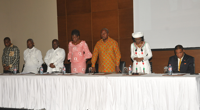 The presidential candidates at the peace agreement declaration. Picture: EBOW HANSON The presidential candidates at the peace agreement declaration. Picture: EBOW HANSON